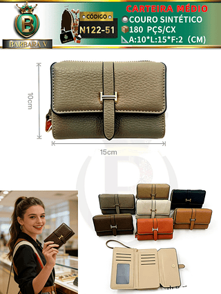 Carteira médio feminina 3 peças cor aleatório/cada peça R$18.00 （Dica ⚠Este anúncio possui compra KIT ou em pacote）