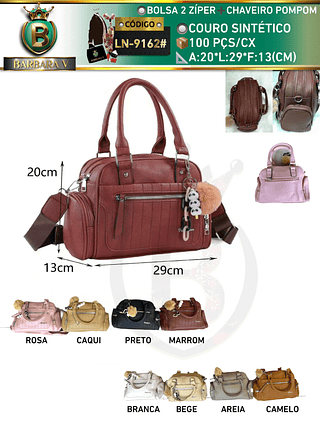 Bolsa feminina 2 zíper com chaveiro pompom （Dica ‼️Este anúncio possui compra KIT ou em pacote）