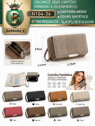 Carteira medio feminina 3 peças cor aleatório/cada peça R$17.00（Dica ‼️Este anúncio possui compra kit ou em pacote)