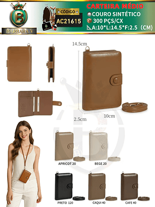 Carteira médio feminina 3 peças cor aleatório/cada peça R$16.00 （Dica ⚠Este anúncio possui compra KIT ou em pacote）