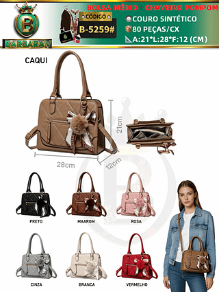 bolsa médio com chaveiro pompom (Dica‼️Este anúncio a compra avulso ou em pacote）